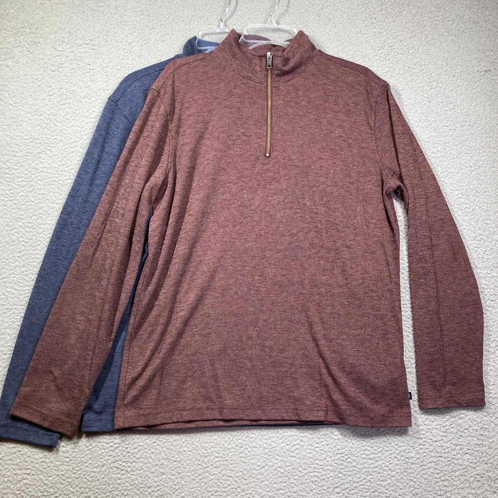 Gap 1/4‎ Zip Sweaters Mens Medium Lot of 2 Blue/Burgundy Mock Neck Casual Preppy